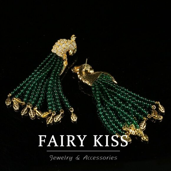 Maximalist Parrot Crystal Pave Animal Dangle Drops - Picture 2 of 7